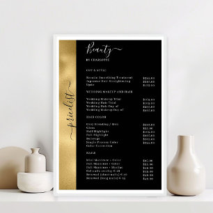 Gold Schwarz Preisliste Salon Poster