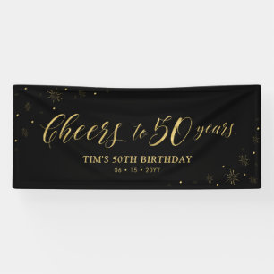 Gold & Schwarz   Prost auf 50 Jahre 50. Geburtstag Banner