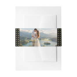 Gold & Schwarz Punkte Hochzeit personalisiert Einladungsbanderole