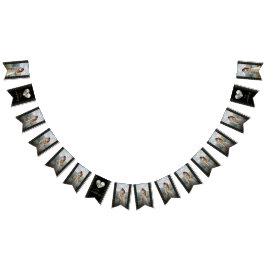 Gold & Schwarz Punkte Hochzeit personalisiert Wimpelkette