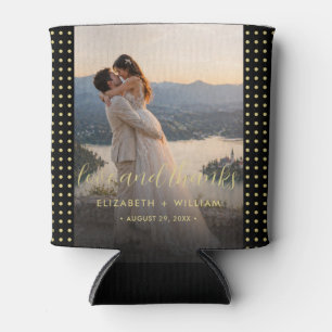 Gold & Schwarz Punkte personalisierte Hochzeit Dosenkühler