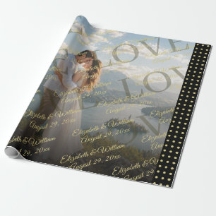 Gold & Schwarz Punkte personalisierte Hochzeit Geschenkpapier