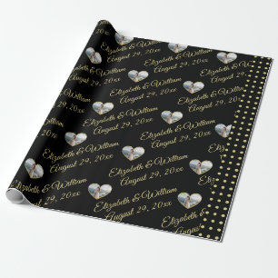 Gold & Schwarz Punkte personalisierte Hochzeit Geschenkpapier