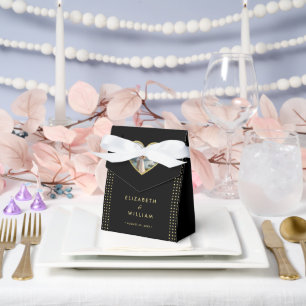 Gold & Schwarz Punkte personalisierte Hochzeit Geschenkschachtel