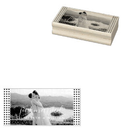 Gold & Schwarz Punkte personalisierte Hochzeit Gummistempel
