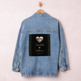 Gold & Schwarz Punkte personalisierte Hochzeit Jeansjacke