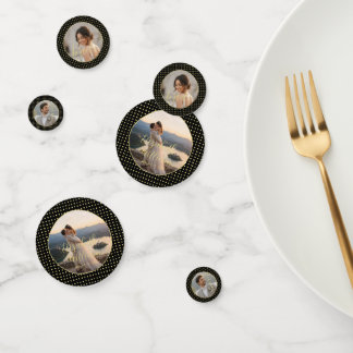 Gold & Schwarz Punkte personalisierte Hochzeit Konfetti