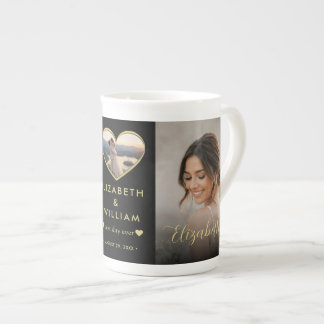 Gold & Schwarz Punkte personalisierte Hochzeit Prozellantasse