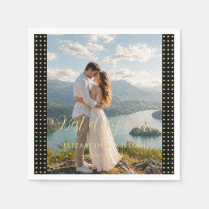Gold & Schwarz Punkte personalisierte Hochzeit Serviette