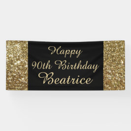 Gold-/Schwarz-Schein-90. Geburtstags-Party-Fahne Banner