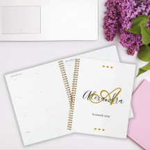Gold-Schwarz-Schrift Initialen Monogramm Agenda