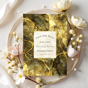 Gold Schwarz Topas Edelstein Save the Date