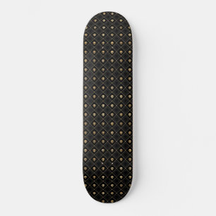 Gold Schwarz Totenkopf Diamanten Muster 2 Skateboard