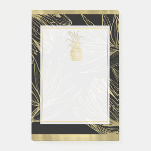 Gold & Schwarz Tropisches Ananas Botanisches Flora Post-it Klebezettel