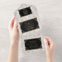 Gold Schwarz-weiß Art Deco Große Hochzeit Gatsby