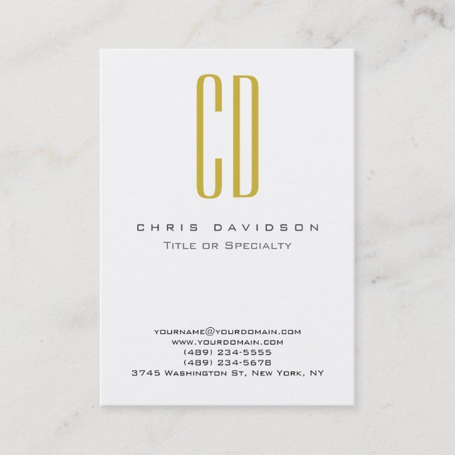 Gold Schwarz-weiß Color Monogram Business Card Visitenkarte (Vorderseite)