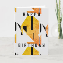Gold Schwarz-weiß Geometric Abstrakt Birthday