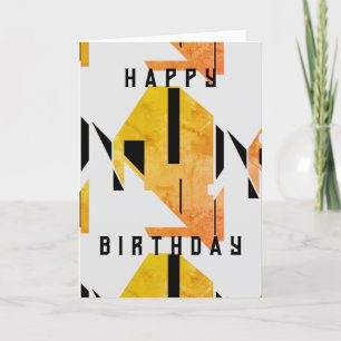 Gold Schwarz-weiß Geometric Abstrakt Birthday Karte