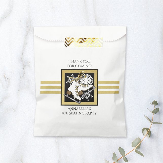 Gold Schwarz-weiß Ice Skaten Party Vielen Dank Geschenktütchen (Von Creator hochgeladen)