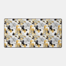 Gold Schwarz-weiß Leopards Schreibtischunterlage