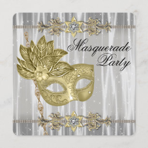 Gold Schwarz-weiß Masquerade Party Einladung