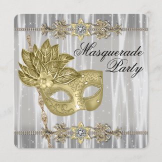 Gold Schwarz-weiß Masquerade Party Einladung