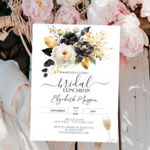 Gold Schwarz-weiße Blume Bridal Luncheon