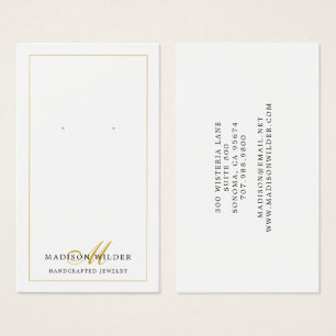 Gold Schwarz-weiße Monogram Earring Display Cards