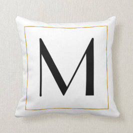 Gold Schwarz-weißer Personalisierter Monogramm-Let Kissen