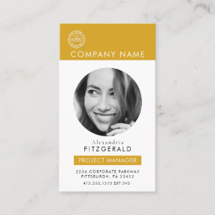 Gold   Schwarz-weißer QR-Code für modernes Foto Visitenkarte