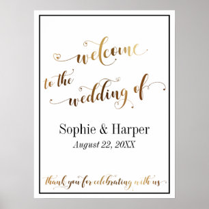 Gold & Schwarz Willkommens-Typografie-Schild zur H Poster