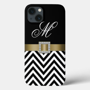 GOLD SCHWARZ ZICKZACK IHR MONOGRAMM Case-Mate iPhone HÜLLE