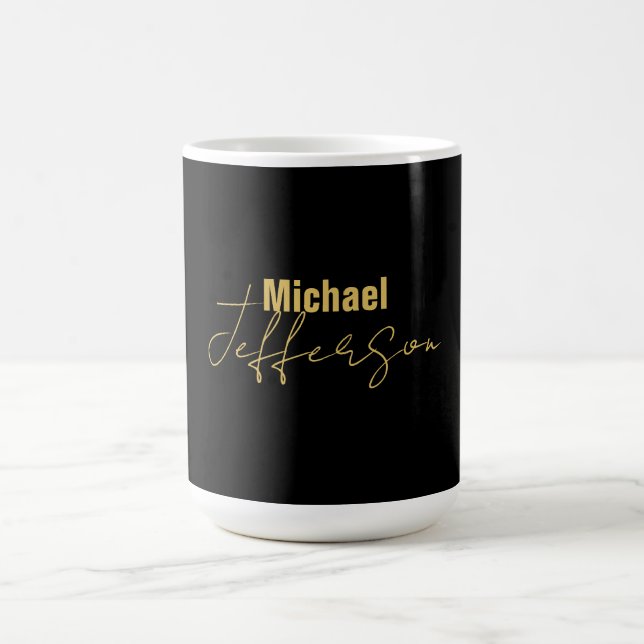 Gold schwarze Farbe elegant moderne minimalistisch Kaffeetasse (Mittel)