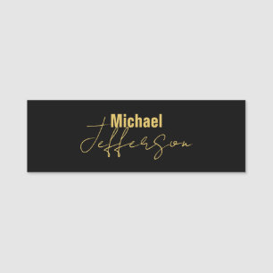 Gold schwarze Farbe elegant moderne minimalistisch Namensschild