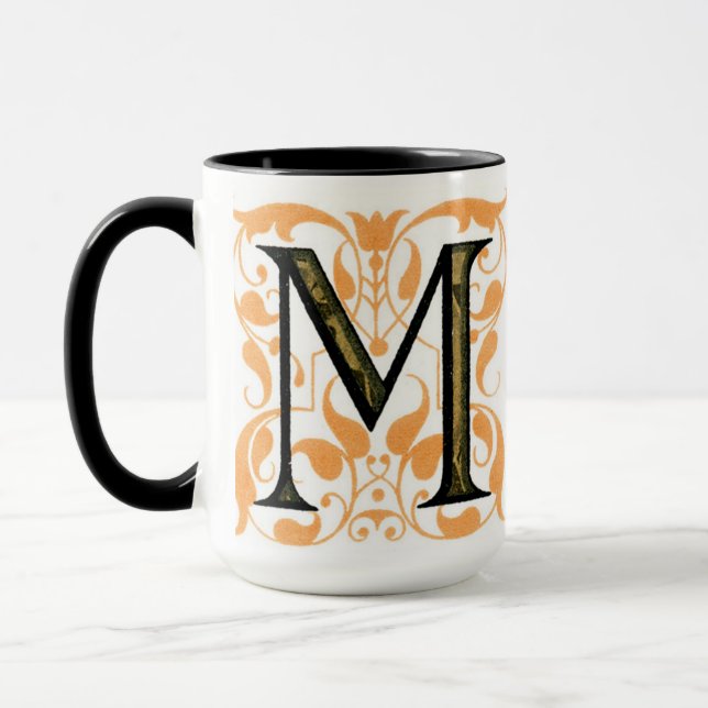 Gold & Schwarze Flora "M" - Tasse (Links)