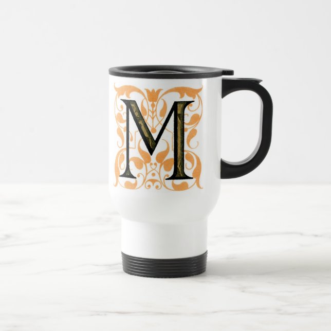 Gold & Schwarze Flora "M" - Tasse (Rechts)