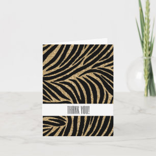 Gold Schwarze Imitate Glitzer Zebra Print Vielen D Dankeskarte