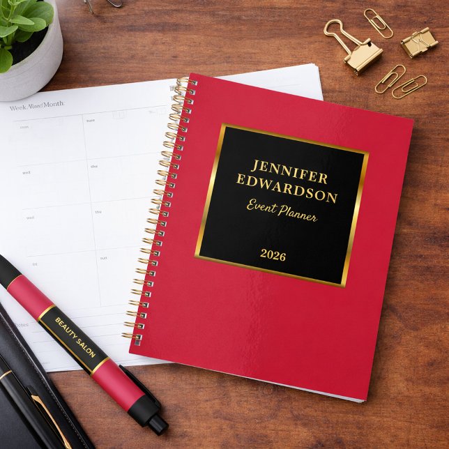 Gold schwarze Kardinalrot professionell geschäftli Planer (Gold black and cardinal red professional business planner.)