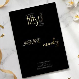Gold Schwarze Luxus Elegante 50 & Fantastische Geb Folieneinladung