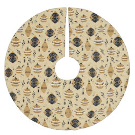 Gold Schwarze Nordische Weihnachtsbäume auf Gold Polyester Weihnachtsbaumdecke