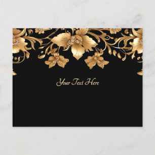 Gold-Schwarze Ornamental-Blumen-Postkarte Postkarte