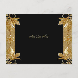 Gold-Schwarze Ornamental-Blumen-Postkarte Postkarte