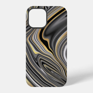 Gold schwarze Silber-Achat-Flüssig-Marmor Case-Mat iPhone 12 Pro Hülle