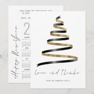 Gold Schwarzer Baum 2027 Kalender Liebe Dank  Karte