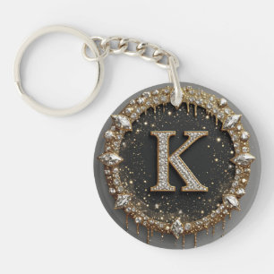 Gold Schwarzer Diamant Buchstabe K Geschenk Schlüsselanhänger