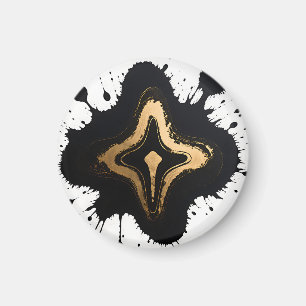 Gold-Schwarzer Marmor Fluid Abstrakt Luxus Magnet