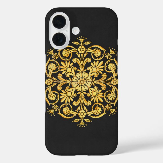 Gold-Schwarzes Blumenmuster Case-Mate iPhone Hülle (Rückseite)