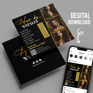 Gold Schwarzes Friseursalon-Instagram-Post Flyer K Einladung