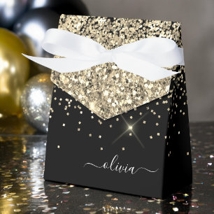 Gold Schwarzes Mädchen Glitter Funkeln Monogramm N Geschenkschachtel