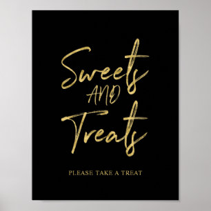 Gold-Schwarzes modernes Pinsel-Lettering-Dessert-B Poster
